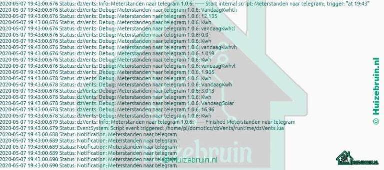 Meterstanden naar Telegram dal en hoog tarief en totaal en gas vanuit Domoticz 6