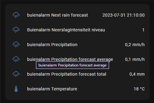 Buienalarm voor Home Assistant 3