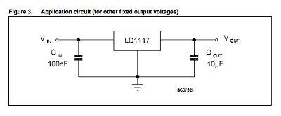 Heb je 3,3 Volt nodig in plaats van 5 Volt gebruik dan de ld1117 regulator . 2